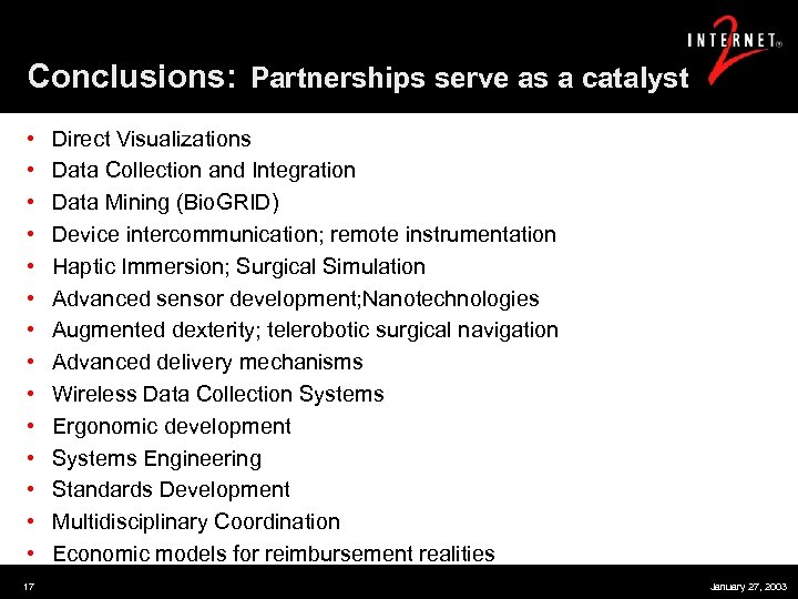Conclusions: Partnerships serve as a catalyst • • • • 17 Direct Visualizations Data
