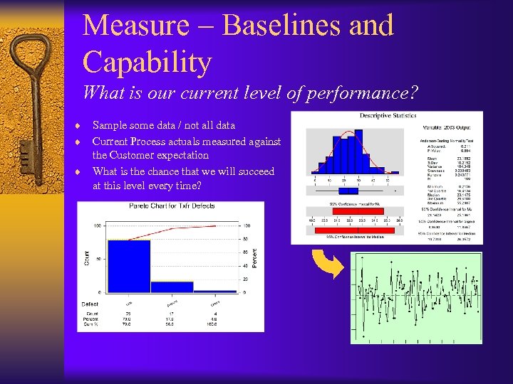 Measure – Baselines and Capability What is our current level of performance? ¨ Sample