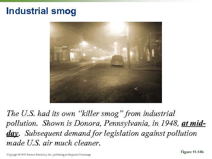 Industrial smog The U. S. had its own “killer smog” from industrial pollution. Shown