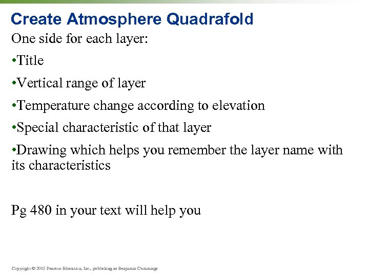 Create Atmosphere Quadrafold One side for each layer: • Title • Vertical range of