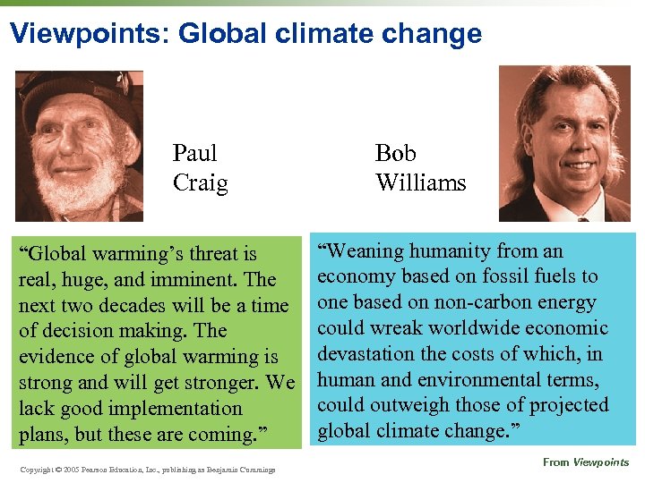 Viewpoints: Global climate change Paul Craig “Global warming’s threat is real, huge, and imminent.