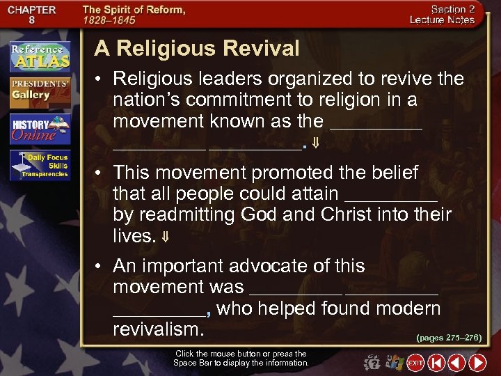 A Religious Revival • Religious leaders organized to revive the nation’s commitment to religion