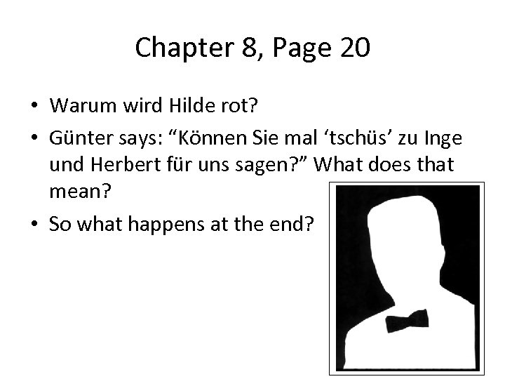 Chapter 8, Page 20 • Warum wird Hilde rot? • Günter says: “Können Sie