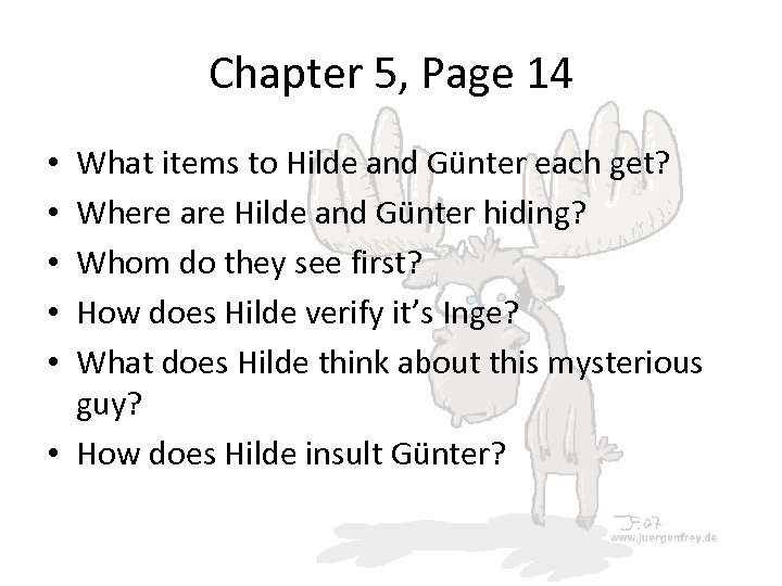 Chapter 5, Page 14 What items to Hilde and Günter each get? Where are