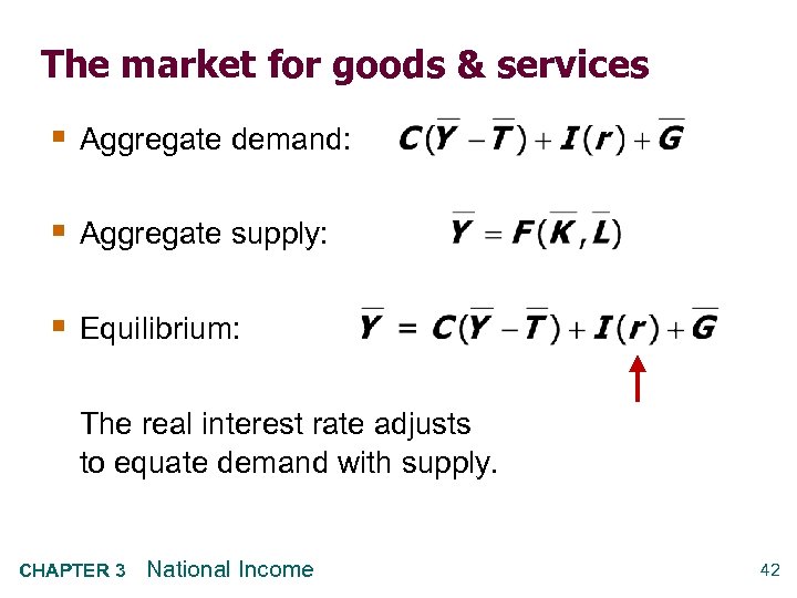 The market for goods & services § Aggregate demand: § Aggregate supply: § Equilibrium: