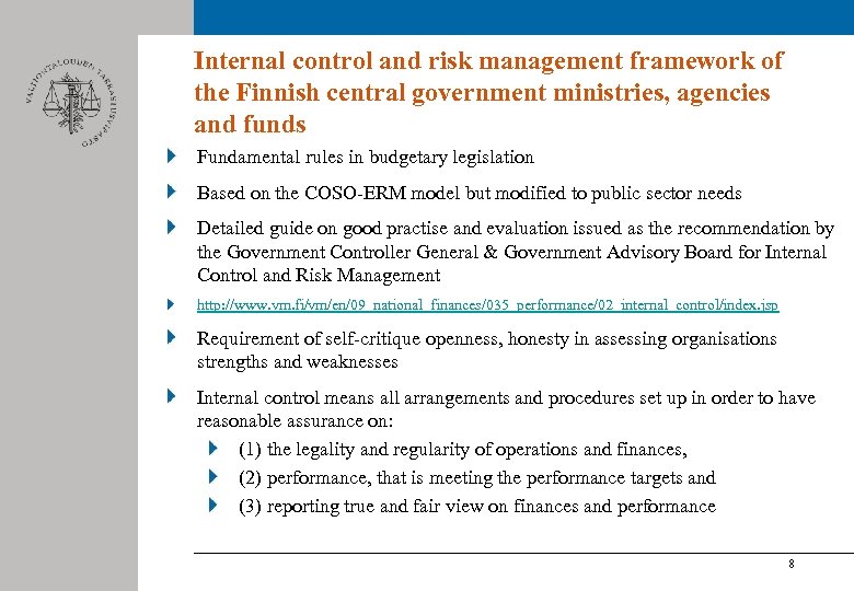 Internal control and risk management framework of the Finnish central government ministries, agencies and