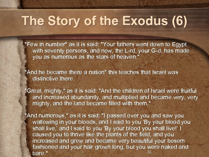 The Story of the Exodus (6) 