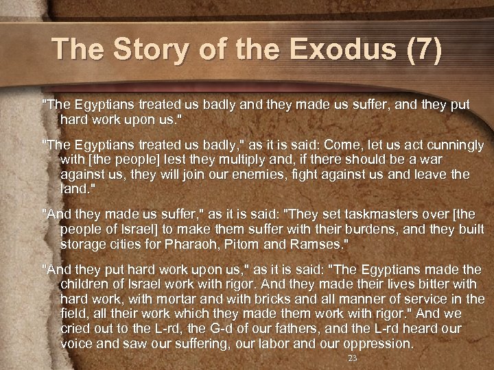 The Story of the Exodus (7) 
