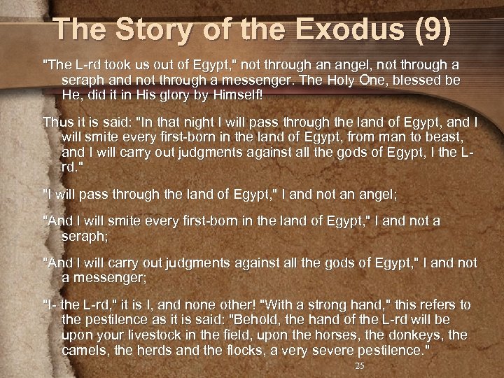 The Story of the Exodus (9) 