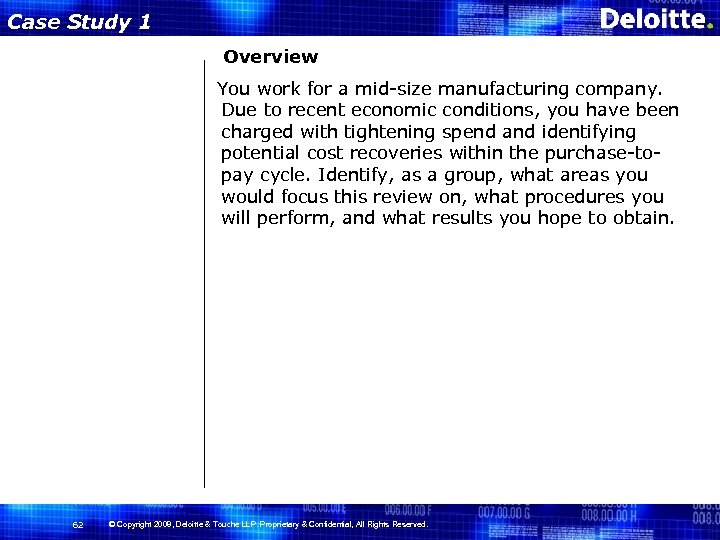 Case Study 1 Overview You work for a mid-size manufacturing company. Due to recent