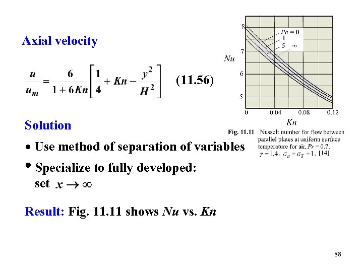 Axial velocity (11. 56) Solution Use method of separation of variables • Specialize to