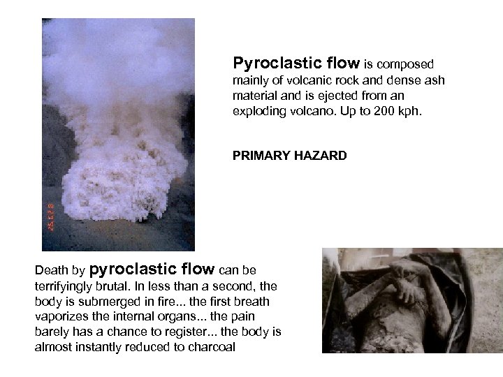 Pyroclastic flow is composed mainly of volcanic rock and dense ash material and is