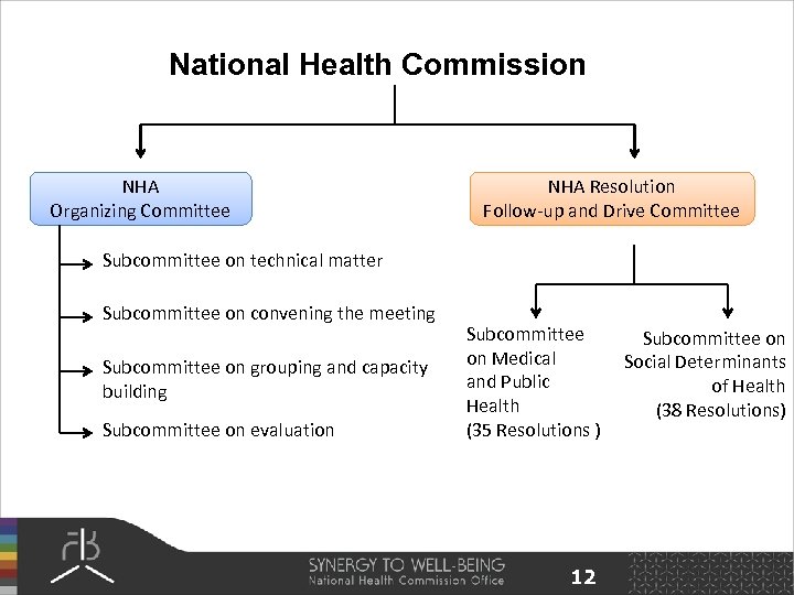 National Health Commission NHA Organizing Committee NHA Resolution Follow-up and Drive Committee Subcommittee on