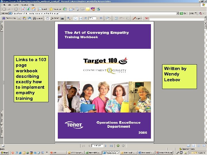 Links to a 103 page workbook describing exactly how to implement empathy training Written