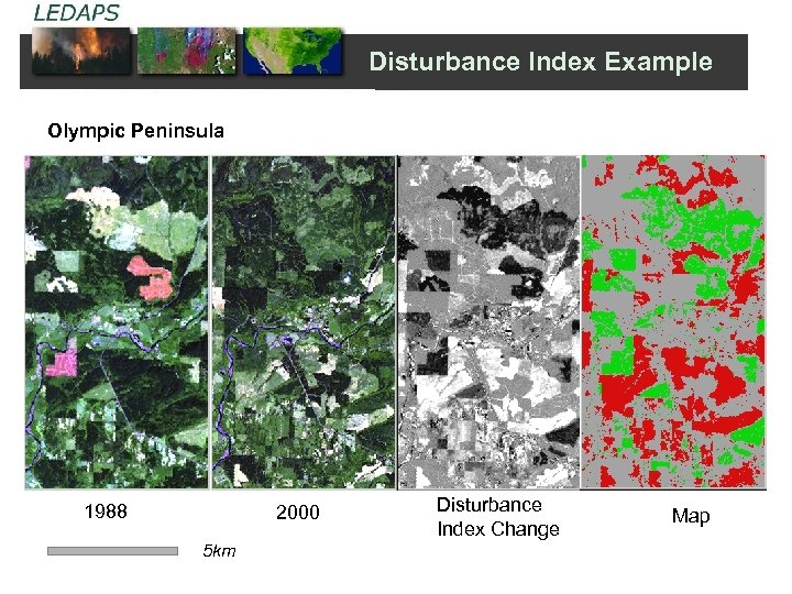 Disturbance Index Example Olympic Peninsula 1988 2000 5 km Disturbance Index Change Map 