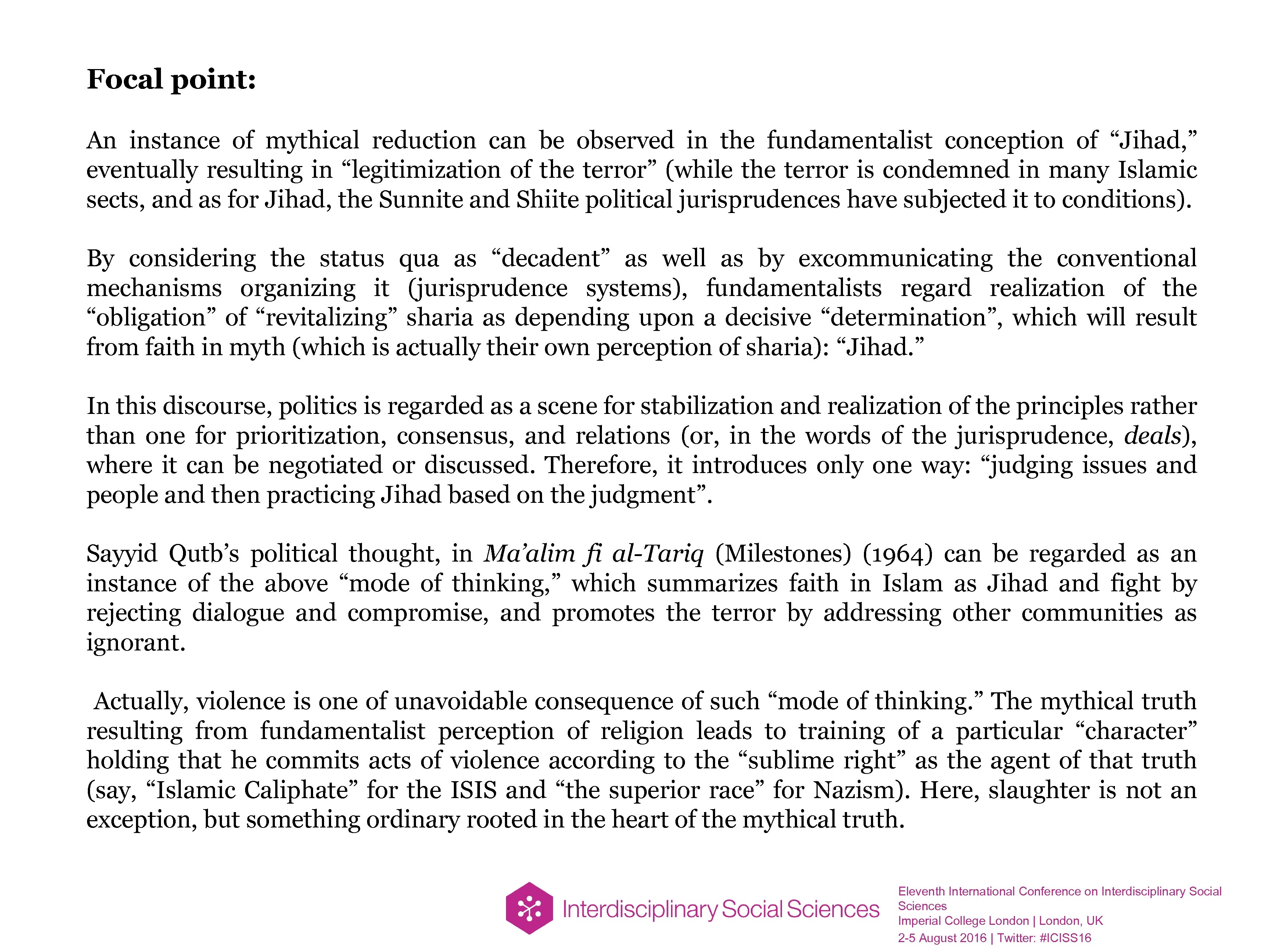 Focal point: An instance of mythical reduction can be observed in the fundamentalist conception