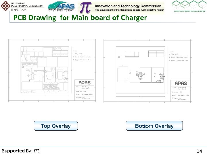 PCB Drawing for Main board of Charger Top Overlay Supported By: ITC By Bottom