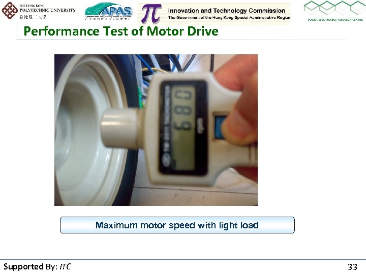 Performance Test of Motor Drive Maximum motor speed with light load Supported By: ITC