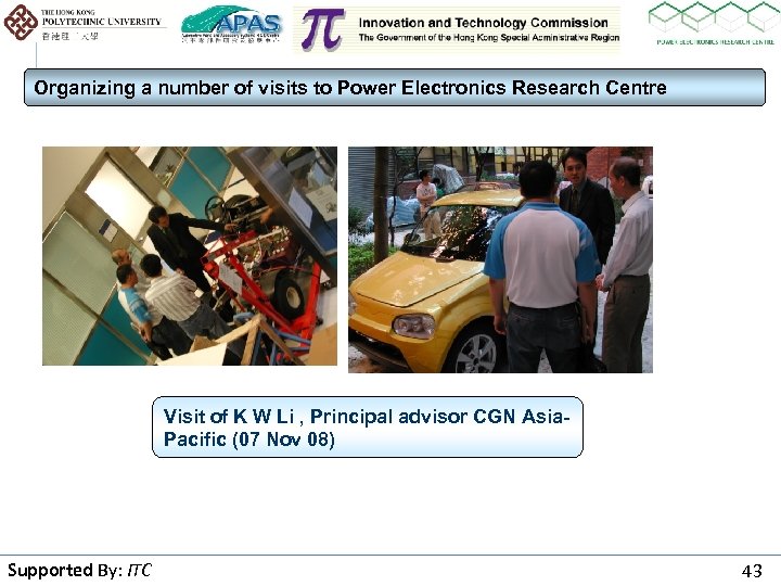 Organizing a number of visits to Power Electronics Research Centre Visit of K W