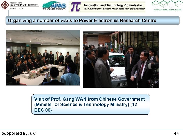 Organizing a number of visits to Power Electronics Research Centre Visit of Prof. Gang