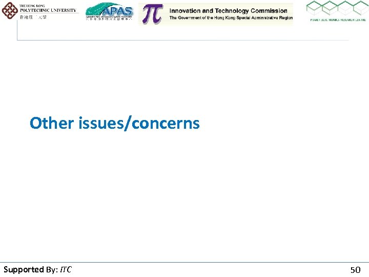Other issues/concerns Supported By: ITC By 50 