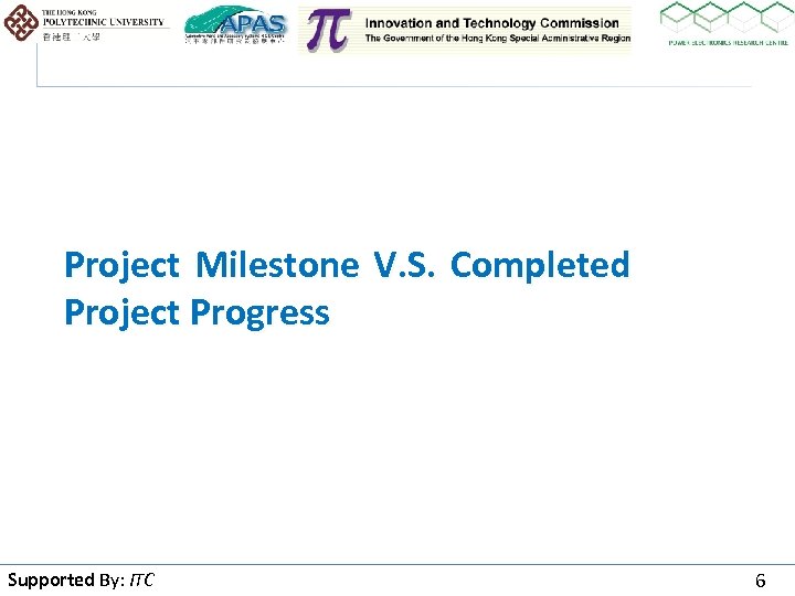 Project Milestone V. S. Completed Project Progress Supported By: ITC By 6 