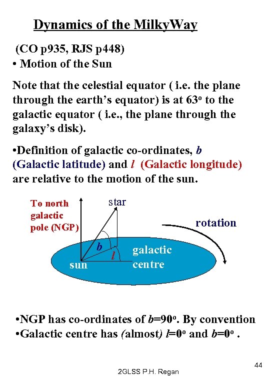 Dynamics of the Milky. Way (CO p 935, RJS p 448) • Motion of