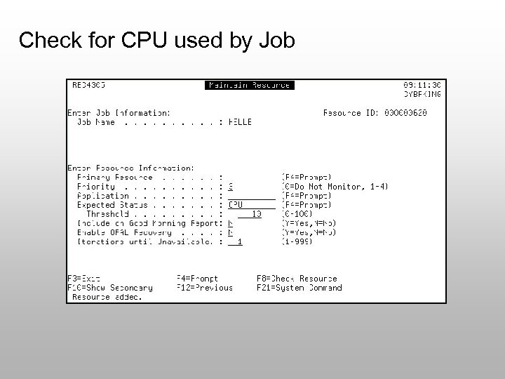 Check for CPU used by Job 
