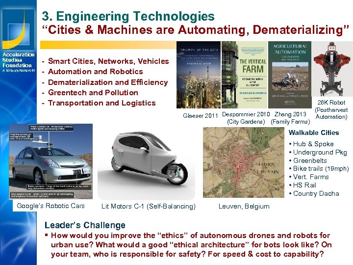 3. Engineering Technologies “Cities & Machines are Automating, Dematerializing” Acceleration Studies Foundation A 501(c)(3)