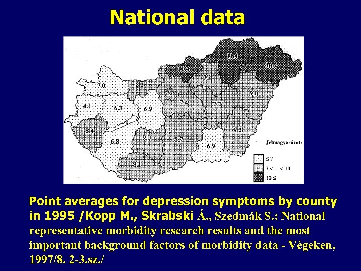 National data Point averages for depression symptoms by county in 1995 /Kopp M. ,