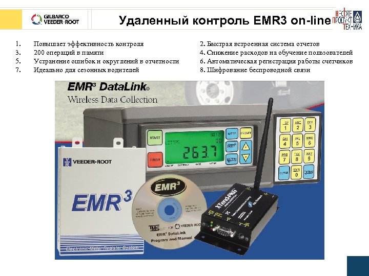 Удаленный контроль EMR 3 on-line 1. 3. 5. 7. Повышает эффективность контроля 200 операций