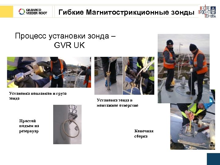 Гибкие Магнитострикционные зонды Процесс установки зонда – GVR UK Установка поплавков и груза зонда
