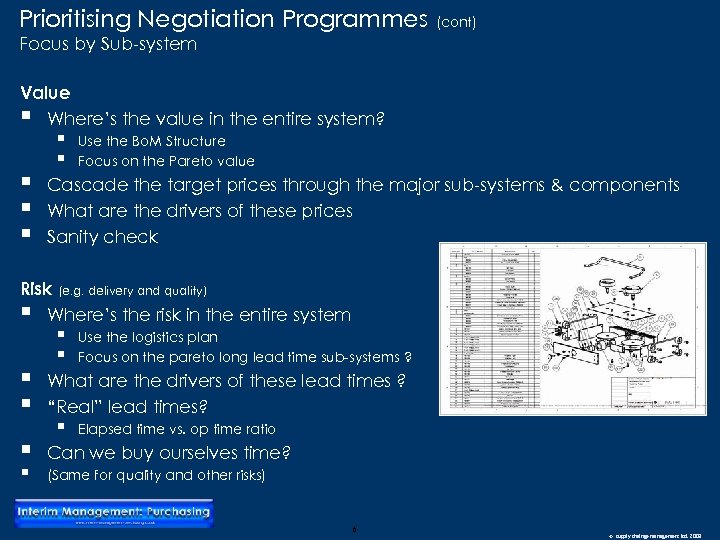 Prioritising Negotiation Programmes (cont) Focus by Sub-system Value § Where’s the value in the