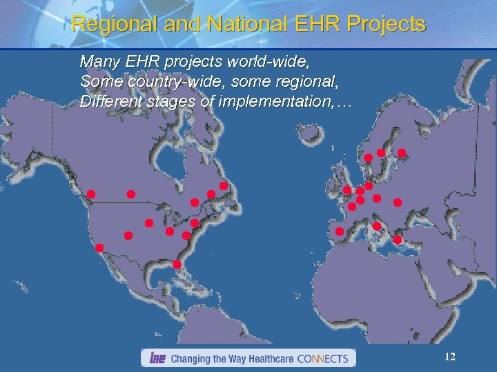 Regional and National EHR Projects Many EHR projects world-wide, Some country-wide, some regional, Different