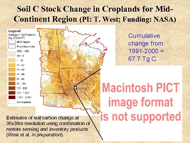 Soil C Stock Change in Croplands for Mid. Continent Region (PI: T. West; Funding: