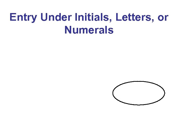 Entry Under Initials, Letters, or Numerals 