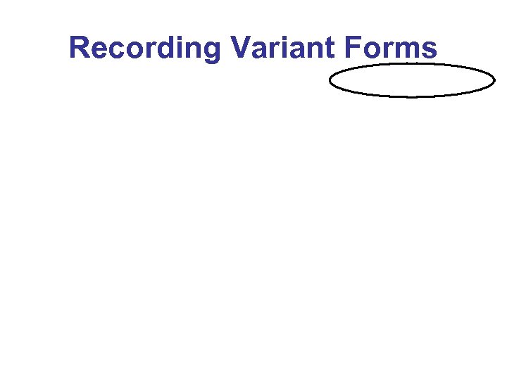 Recording Variant Forms 