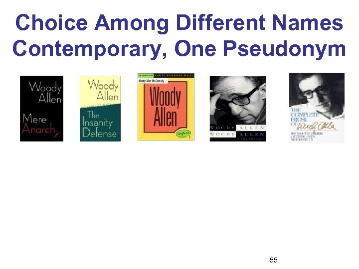 Choice Among Different Names Contemporary, One Pseudonym 55 