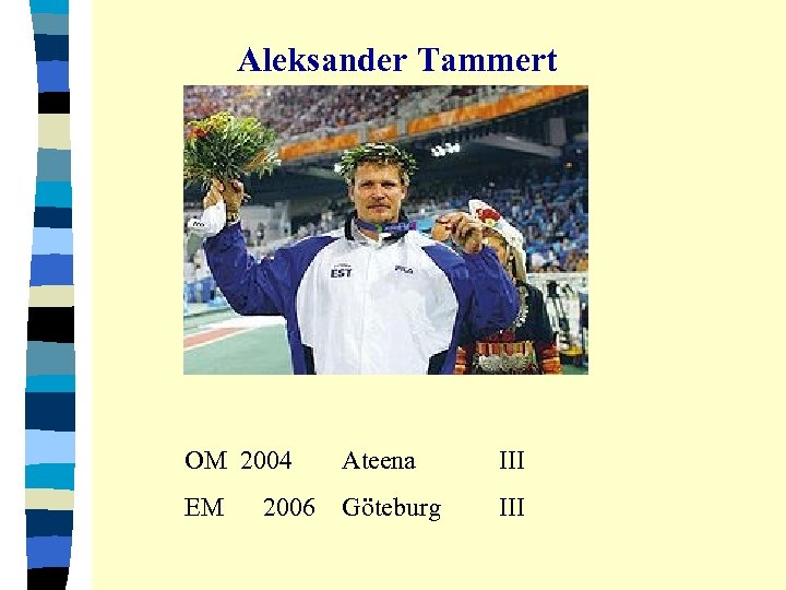 Aleksander Tammert OM 2004 Ateena III EM Göteburg III 2006 