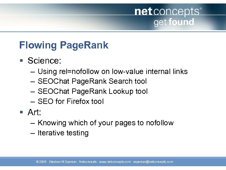 Flowing Page. Rank § Science: – – Using rel=nofollow on low-value internal links SEOChat