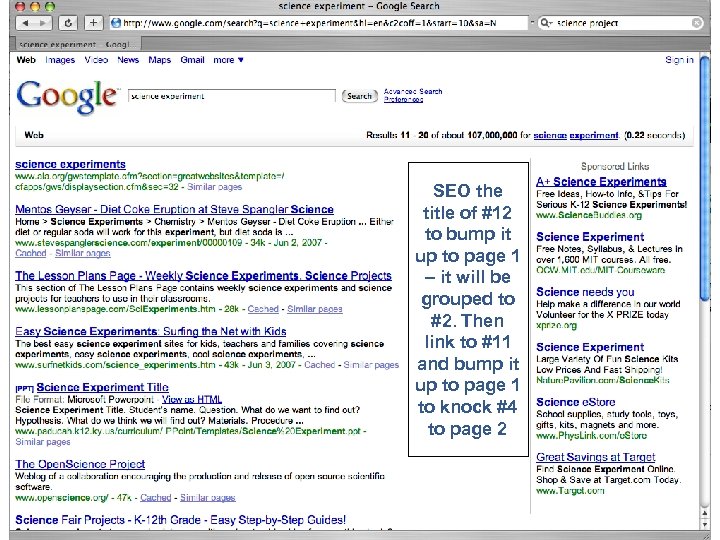 SEO the title of #12 to bump it up to page 1 – it