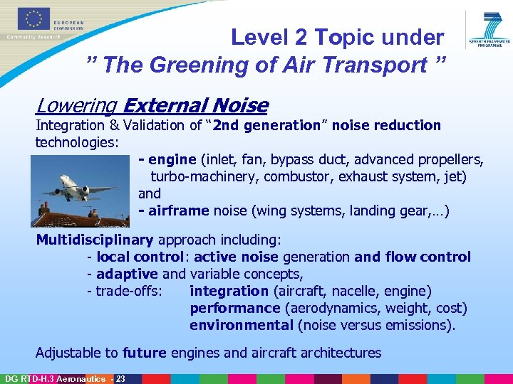 Level 2 Topic under ” The Greening of Air Transport ” Lowering External Noise