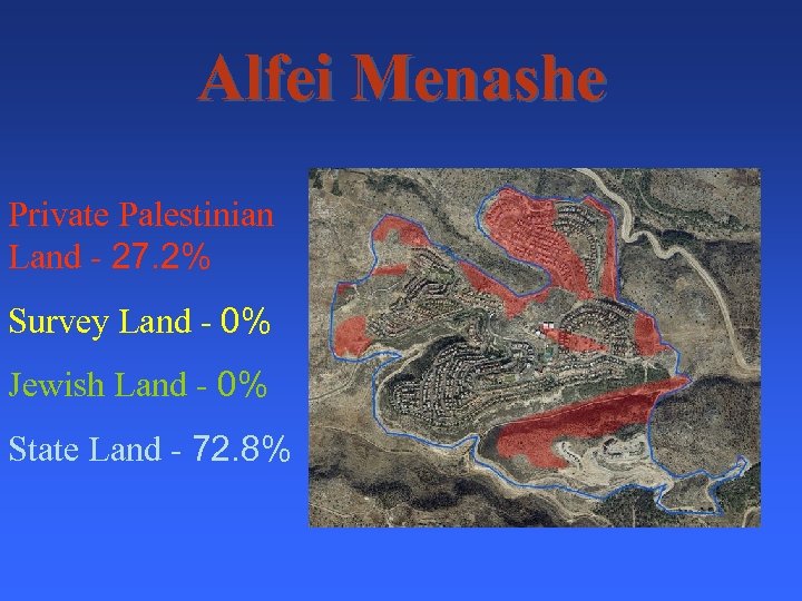 Alfei Menashe Private Palestinian Land - 27. 2% Survey Land - 0% Jewish Land