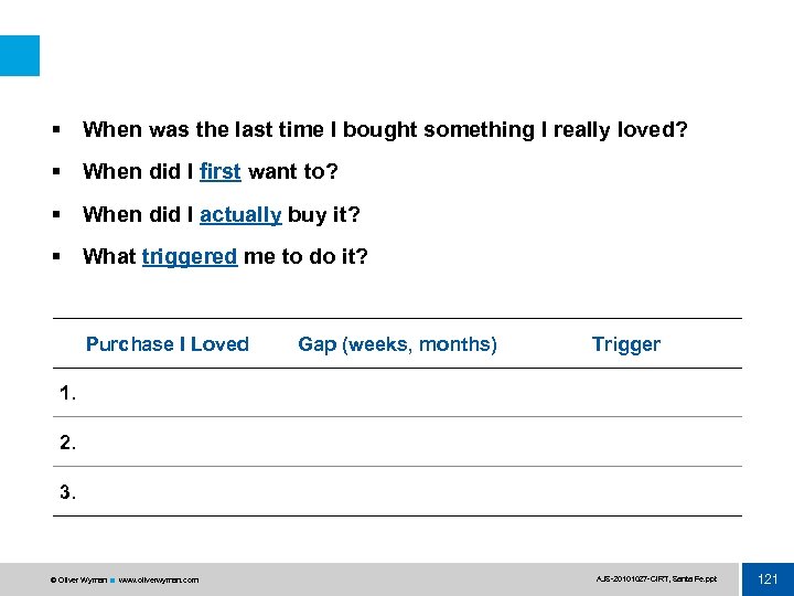 § When was the last time I bought something I really loved? § When