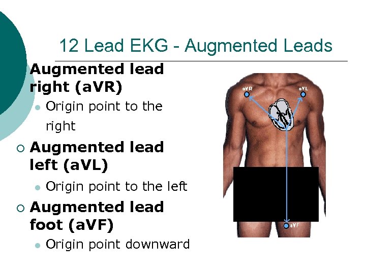 12 Lead EKG - Augmented Leads ¡ Augmented lead right (a. VR) l Origin
