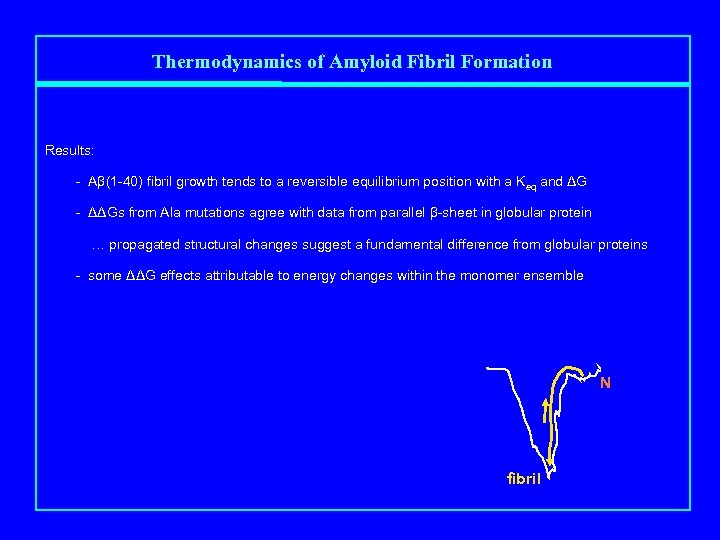 Thermodynamics of Amyloid Fibril Formation Results: - Aβ(1 -40) fibril growth tends to a