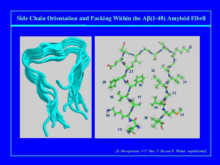 Side Chain Orientation and Packing Within the Aβ(1 -40) Amyloid Fibril 32 21 20