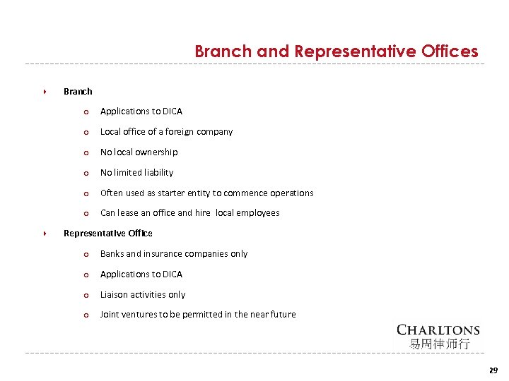 Branch and Representative Offices Branch ○ ○ Local office of a foreign company ○