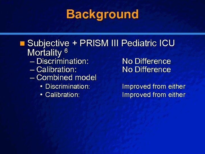 Slide 8 © 2003 By Default! Background n Subjective + PRISM III Pediatric ICU