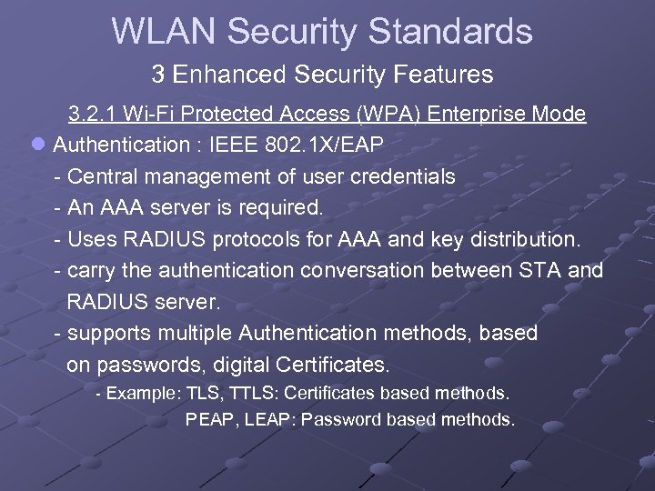 WLAN Security Standards 3 Enhanced Security Features 3. 2. 1 Wi-Fi Protected Access (WPA)